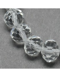 Transparent Glass Beads Strands, Faceted, Abacus, Clear, 4x3mm; Hole: 1mm, about 150pcs/strand, 18.9"