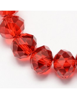 Transparent Glass Beads Strands, Faceted, Abacus, Red, 4x3mm; Hole: 1mm, about 150pcs/strand, 18.9"