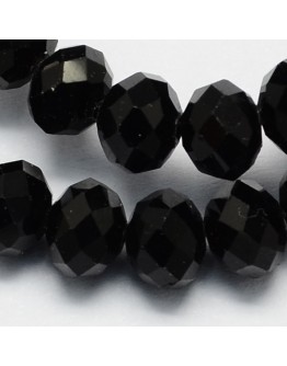 Glass Beads Strands, Faceted, Abacus, Black, 4x3mm; Hole: 1mm, about 150pcs/strand, 18.9"