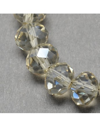 Handmade Glass Beads, Imitate Austrian Crystal, Faceted Abacus, Beige, 6x4mm, Hole: 1mm; about 100pcs/strand