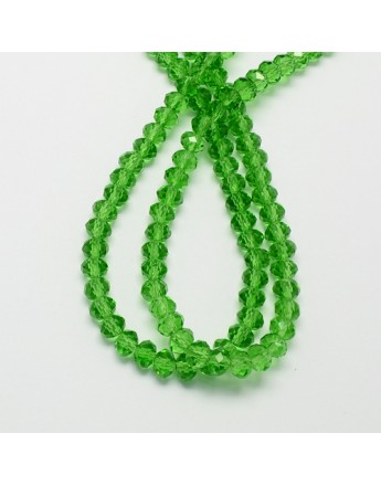 Handmade Glass Beads, Imitate Austrian Crystal, Faceted Abacus, Green, 6x4mm, Hole: 1mm; about 100pcs/strand