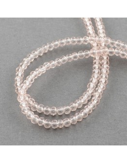 Transparent Glass Beads Strands, Faceted, Abacus, Pink, 3x2mm; Hole: 0.5mm, about 200pcs/strand, 16.7"