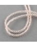 Stiklo karoliukai, apvalūs, plokšti, briaunuoti, skaidrūs, rausvi, matmenys: 3x2mm, skylė: 0,5mm; ~200vnt./gijoje