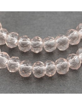 Transparent Glass Beads Strands, Faceted, Abacus, Pink, 3x2mm; Hole: 0.5mm, about 200pcs/strand, 16.7"