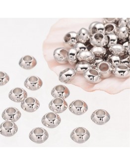 Rondelle Tibetan Silver Spacer Beads, Lead Free & Nickel Free & Cadmium Free, Platinum Color, about 5.5mm thick, Hole: 2.3mm