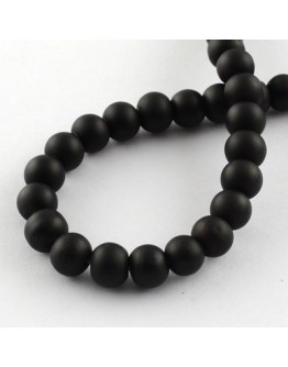 Painted Glass Bead Strands, Rubberized Style, Round, Black, 8mm; Hole: 1.3~1.6mm; about 100pcs/strand, 31.4"