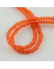 Stiklo karoliukai, apvalūs, plokšti, briaunuoti, skaidrūs, ryškiai oražiniai, matmenys: 3x2mm, skylė: 0,5mm; ~200vnt./gijoje