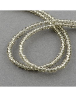 Transparent Glass Beads Strands, Faceted, Abacus, Gray, 3x2mm; Hole: 0.5mm, about 200pcs/strand, 16.7"