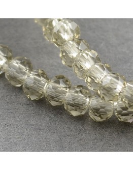 Transparent Glass Beads Strands, Faceted, Abacus, Gray, 3x2mm; Hole: 0.5mm, about 200pcs/strand, 16.7"