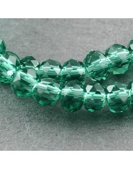 Transparent Glass Beads Strands, Faceted, Abacus, Teal, 3x2mm; Hole: 0.5mm, about 200pcs/strand, 16.7"