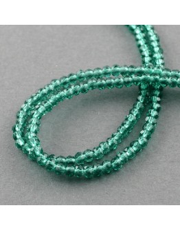 Transparent Glass Beads Strands, Faceted, Abacus, Teal, 3x2mm; Hole: 0.5mm, about 200pcs/strand, 16.7"