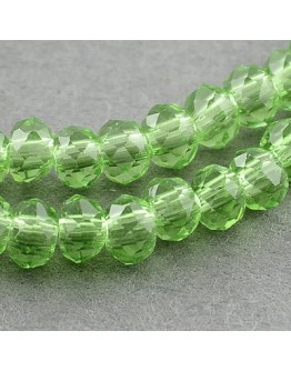 Transparent Glass Beads Strands, Faceted, Abacus, LawnGreen, 3x2mm; Hole: 0.5mm, about 200pcs/strand, 16.7"