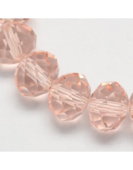 Transparent Glass Bead Strands, Faceted, Abacus, LightSalmon, 4x3mm; Hole: 1mm, about 150pcs/strand, 18.9"