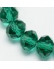 Transparent Glass Bead Strands, Faceted, Abacus, SeaGreen, 4x3mm; Hole: 1mm, about 150pcs/strand, 18.9"