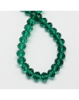 Transparent Glass Bead Strands, Faceted, Abacus, SeaGreen, 4x3mm; Hole: 1mm, about 150pcs/strand, 18.9"