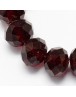 Transparent Glass Bead Strands, Faceted, Abacus, DarkRed, 4x3mm; Hole: 1mm, about 150pcs/strand, 18.9"