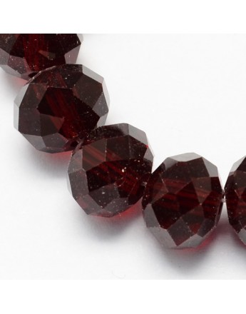 Transparent Glass Bead Strands, Faceted, Abacus, DarkRed, 4x3mm; Hole: 1mm, about 150pcs/strand, 18.9"