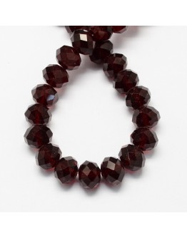 Transparent Glass Bead Strands, Faceted, Abacus, DarkRed, 4x3mm; Hole: 1mm, about 150pcs/strand, 18.9"