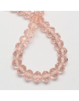 Handmade Glass Beads, Imitate Austrian Crystal, Faceted Abacus, LightSalmon, 8x6mm, Hole: 1mm; about 72pcs/strand