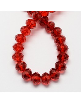 Handmade Glass Beads, Imitate Austrian Crystal, Faceted Abacus, Red, 6x4mm, Hole: 1mm; about 100pcs/strand