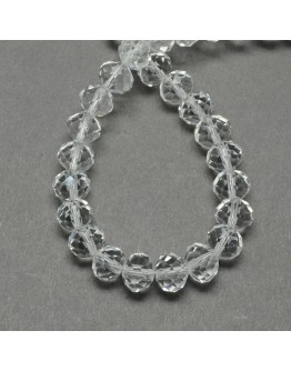 Handmade Glass Beads, Imitate Austrian Crystal, Faceted Abacus, Clear, 8x6mm, Hole: 1mm; about 72pcs/strand