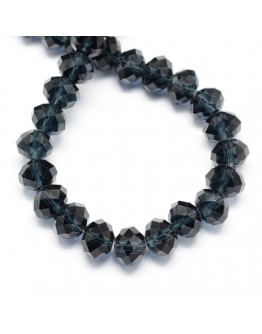 Glass Beads Strands, Faceted, Abacus, SteelBlue, about 12mm in diameter, 8mm thick, hole: 1mm, about 72pcs/strand, 23"