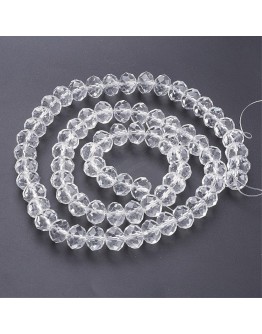 Handmade Glass Beads Strands, Faceted, Abacus, Clear, about 12mm in diameter, 8mm thick, hole: 1.5mm, about 72pcs/strand, 21"