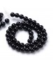 Agato karoliukai, apvalūs, juodi, matmenys: 8~8.5mm; skylė:1mm; apie 47 vnt./gijoje