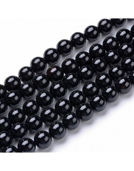 Natural Black Agate Round Bead Strands, 8~8.5mm, Hole: 1mm; about 47pcs/strand, 15.5"