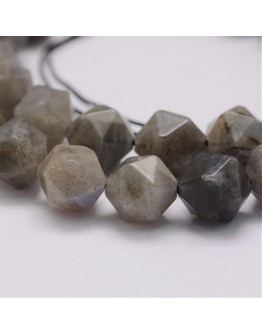 Natural Labradorite Beads Strands, Faceted, Round, 8x7~7.5x7~7.5mm, Hole: 0.5mm; about 50pcs/strand, 15.3"(39cm)