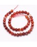 Faceted Natural Agate Beads Strands, Dyed & Heated, Round, OrangeRed, 8mm, Hole: 1.5mm; about 46~49pcs/strand, 14.8"