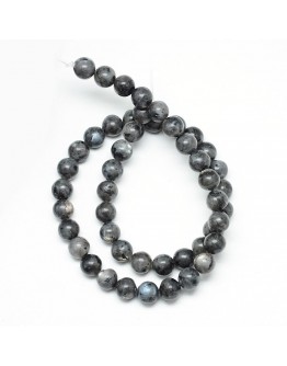 Natural Labradorite Bead Strands, Round, 8~9mm, Hole: 1mm; about 46pcs/strand, 15.3"