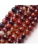 Natural Striped Agate Beads Strands, Round, Dyed & Heated, 8mm, Hole: 1mm; about 48pcs/strand, 14.1"