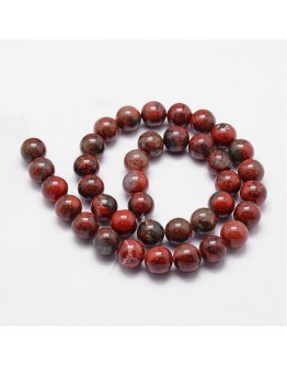 Natural Brecciated Jasper Bead Strands, Round, 8mm, Hole: 1mm; about 44pcs/strand, 14.9''~15.1''
