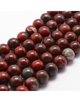 Natural Brecciated Jasper Bead Strands, Round, 8mm, Hole: 1mm; about 44pcs/strand, 14.9''~15.1''