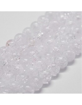 Natural Crackel Quartz Beads Strands, Round, 8mm, Hole: 1mm; about 51pcs/strand, 14.9"~15.1"