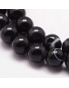 Natural Striped Agate Bead Strands, Round, Dyed & Heated, Black, 8mm, Hole: 1mm; about 47pcs/strand, 15"