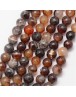 Natural Fire Agate Bead Strands, Round, Faceted, Dyed & Heated, CoconutBrown, 8mm, Hole: 1mm; about 47pcs/strand, 15"