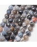 Natural Fire Agate Bead Strands, Round, Faceted, Dyed & Heated, Black, 8mm, Hole: 1mm; about 47pcs/strand, 15"