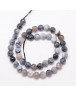 Natural Fire Agate Bead Strands, Round, Faceted, Dyed & Heated, Black, 8mm, Hole: 1mm; about 47pcs/strand, 15"