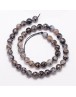 Natural Dragon Veins Agate Bead Strands, Round, Faceted, Dyed & Heated, Black, 8mm, Hole: 1mm; about 47pcs/strand, 15"
