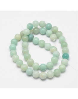 Round Natural Amazonite Bead Strands, 8mm, Hole: 1mm; about 46pcs/strand, 16"