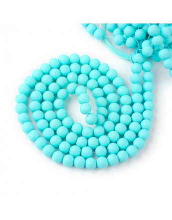 Painted Glass Bead Strands, Rubberized Style, Round, LightSkyBlue, 8mm; Hole: 1.3~1.6mm; about 100pcs/strand, 31.4"