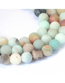 Frosted Natural Amazonite Round Bead Strands, 8~8.5mm, Hole: 1mm; about 47pcs/strand, 15.5"