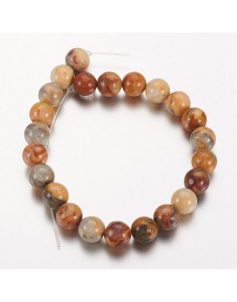 Natural Crazy Agate Round Bead Strands, 8mm, Hole: 1mm; about 24pcs/strand, 7.5"