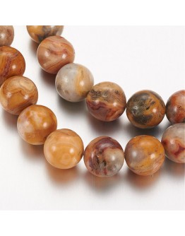 Natural Crazy Agate Round Bead Strands, 8mm, Hole: 1mm; about 24pcs/strand, 7.5"