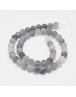 Frosted Natural Cloudy Quartz Round Beads Strands, 8mm, Hole: 1mm; about 48pcs/strand, 15.5"