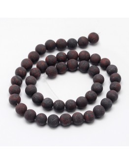 Natural Brecciated Jasper Beads Strands, Frosted, Round, 8mm, Hole: 1mm; about 48pcs/strand, 15.1"