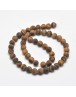 Frosted Natural Tiger Eye Round Bead Strands, 8mm, Hole: 1mm; about 48pcs/strand, 15.5"