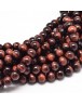 Natural Red Tiger Eye Round Bead Strands, UnDyed & Heated, 8mm, Hole: 1mm; about 49pcs/strand, 16"